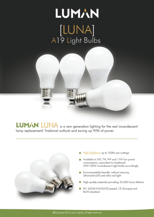 [LUNA] A19 Light Bulbs