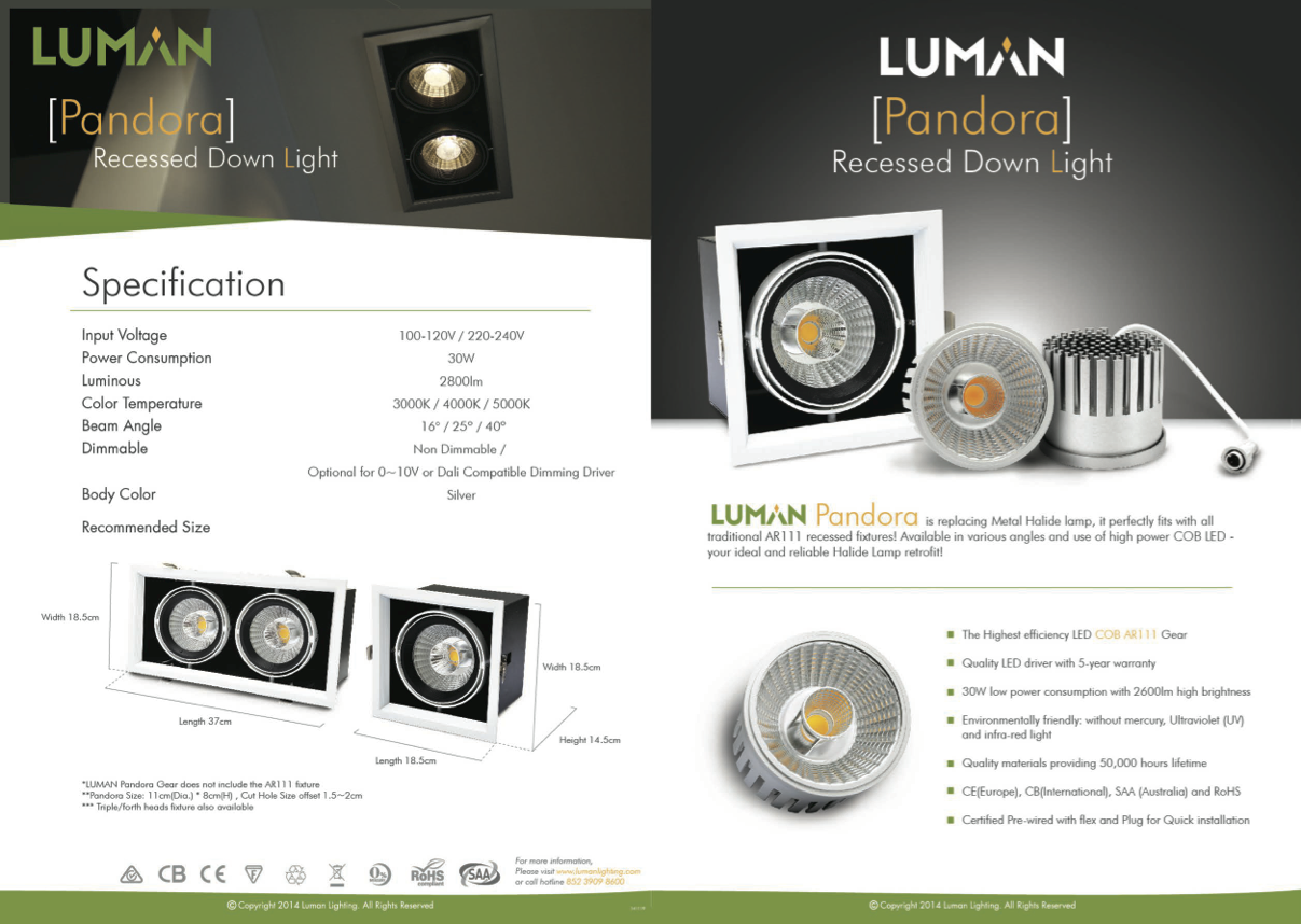 [Pandra] LED Recessed Down Light